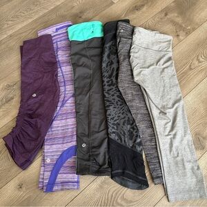 Lululemon Bundle Lot of 6 Leggings Cropped all size 4